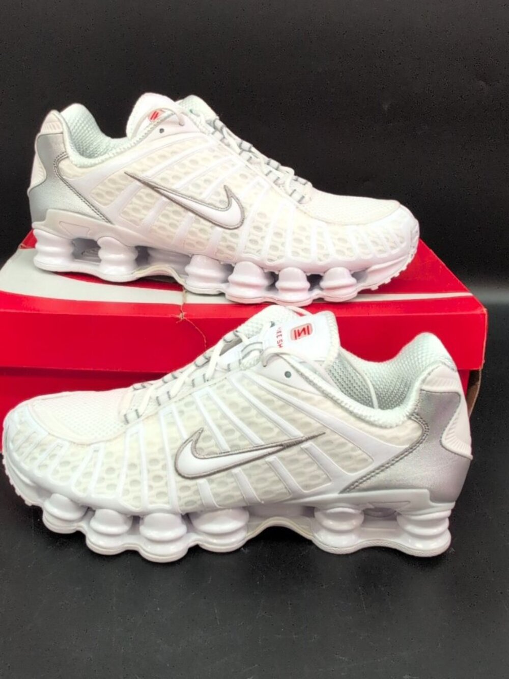 Nike Shox TL Sneakers Men's Running Shoes US 11 White Metallic Silver AV3595-100